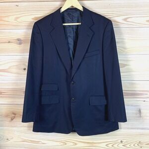 Holland & Sherry Savile Row London Sport Coat 42‎ Jacket Blue Dormeuil Fabric